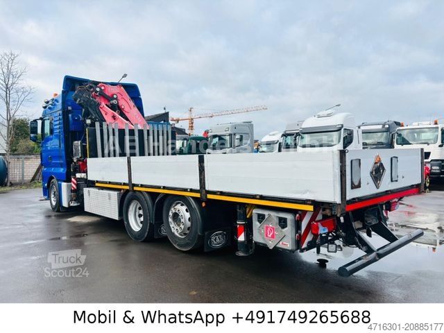 Flatbed truck MAN TGX 26.540 XLX BL 6x2 FASSI F455 *Funk/Lenk+Lift
