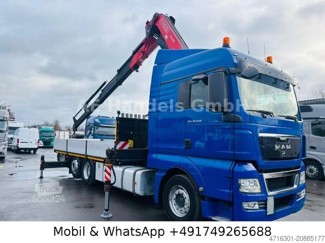 Flatbed truck MAN TGX 26.540 XLX BL 6x2 FASSI F455 *Funk/Lenk+Lift