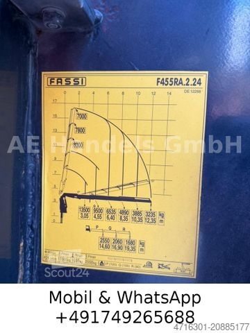 Flatbed truck MAN TGX 26.540 XLX BL 6x2 FASSI F455 *Funk/Lenk+Lift