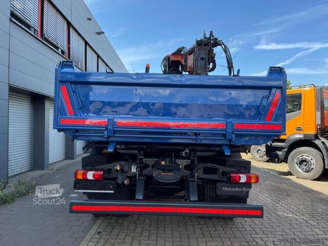 Trojstranný sklápací nákladný automobil MERCEDES-BENZ Arocs 1833 K 4x2 2-Achs Kipper Kran Atlas 105.2