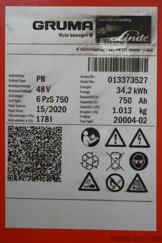 Batería de carretilla elevadora GRUMA 48 Volt 6 PzS 750 Ah