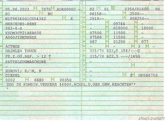 Standaard trekker MERCEDES-BENZ Actros 1848 LS 4x2*Blatt/Luft