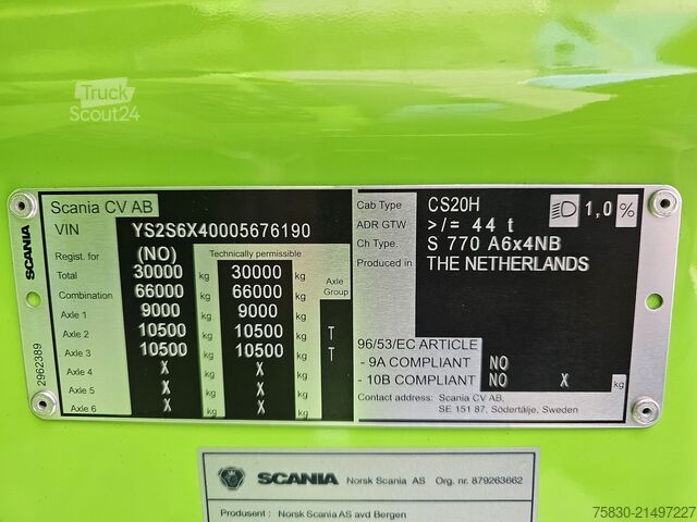 Standard-SZM Scania S770 6x4 / FULL AIR / RETARDER