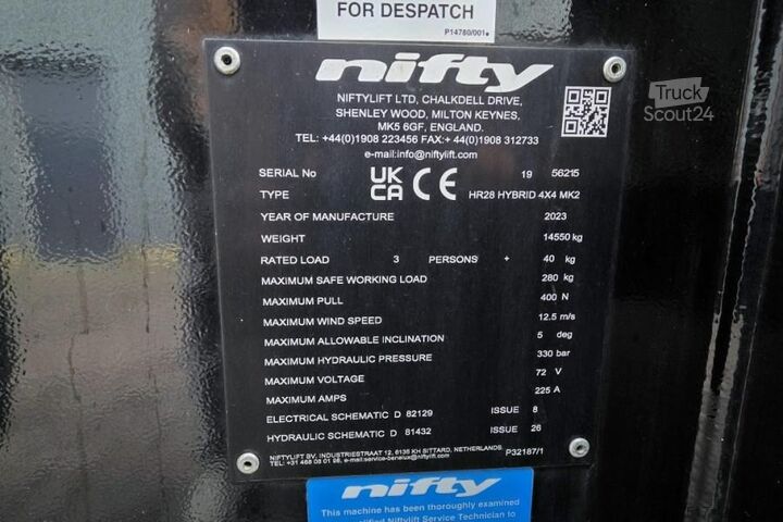 Chargeuse Niftylift HR28 HR28 HYBRID 4x4 MK2 Hybrid, 4x4 Drive, 28m Wo