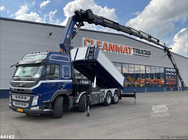 Camion-benne avec grue Volvo FM 500 Euro 6 HMF 50 Tonmeter laadkraan + Fly-Jib