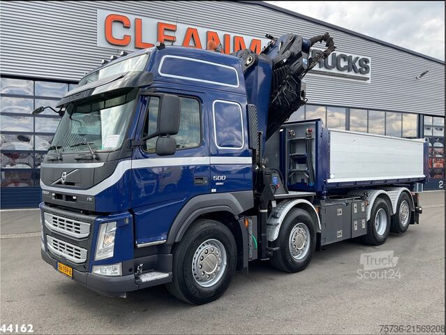 Camion-benne avec grue Volvo FM 500 Euro 6 HMF 50 Tonmeter laadkraan + Fly-Jib