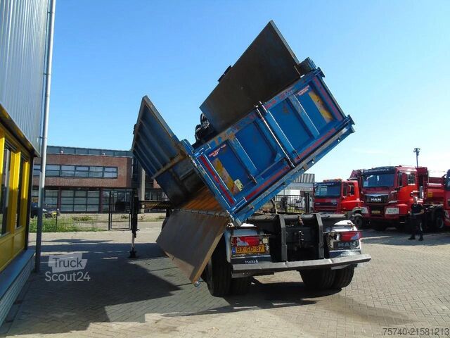 3-zijdenkipper MAN TGX + 6x6 + HIAB 166 E3 HIPRO + 3SIDE TIPPER