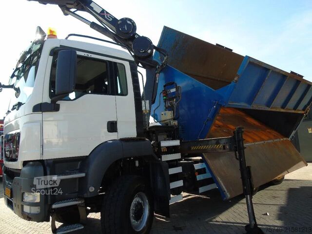 3-zijdenkipper MAN TGX + 6x6 + HIAB 166 E3 HIPRO + 3SIDE TIPPER