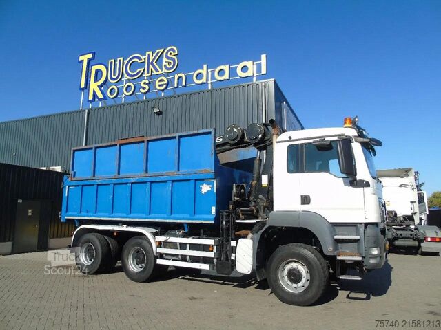 3-zijdenkipper MAN TGX + 6x6 + HIAB 166 E3 HIPRO + 3SIDE TIPPER