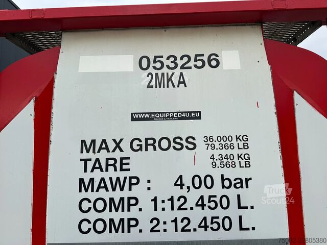 Kontti Van Hool 20FT  24.900L / 2 comp (2x 12.450L) / UN PORTAB...