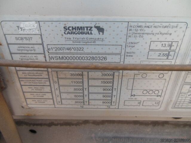 Brandalı açık yarı römork SCHMITZ CARGOBULL SCS 24/L, STANDART, 2 X LIFTACHSE