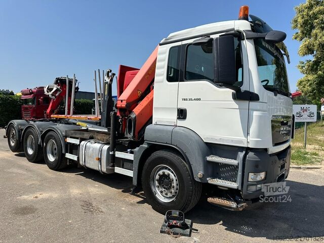 Containertransport (haakarmsysteem) MAN TGS 35.400 8x4 TRIDEM HOOKLIFT T22 + CRANE PALF...