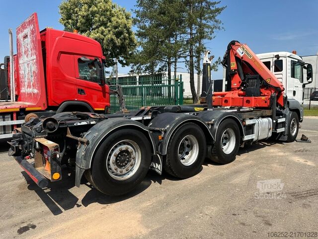 Containertransport (haakarmsysteem) MAN TGS 35.400 8x4 TRIDEM HOOKLIFT T22 + CRANE PALF...