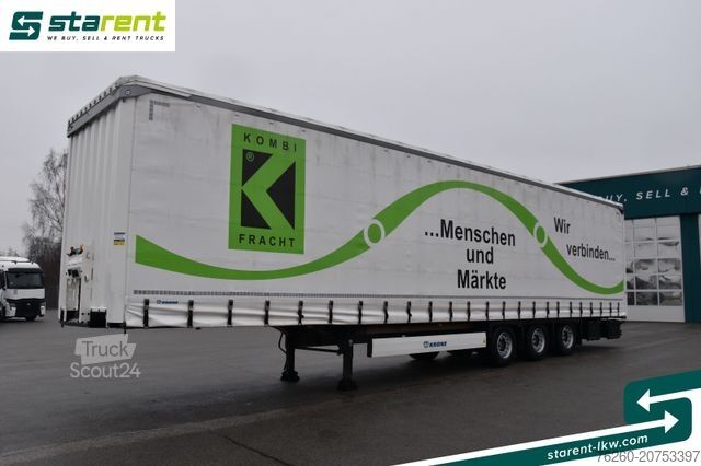Auflieger mit Pritsche & Plane KRONE Megatrailer Hubdach Liftachse Safe Curtain