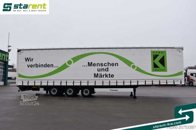 Auflieger mit Pritsche & Plane KRONE Megatrailer Hubdach Liftachse Safe Curtain