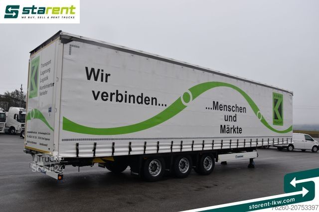 Auflieger mit Pritsche & Plane KRONE Megatrailer Hubdach Liftachse Safe Curtain