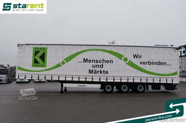 Auflieger mit Pritsche & Plane KRONE Megatrailer Hubdach Liftachse Safe Curtain