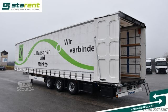 Auflieger mit Pritsche & Plane KRONE Megatrailer Hubdach Liftachse Safe Curtain