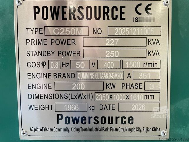 Agregado Cummins 6LTAA8.9-GM200 - 250 kVA Marine Genset - DPX-19754