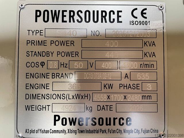 Tilslag Scania DC13 072A - 440 kVA Generator - DPX-19762
