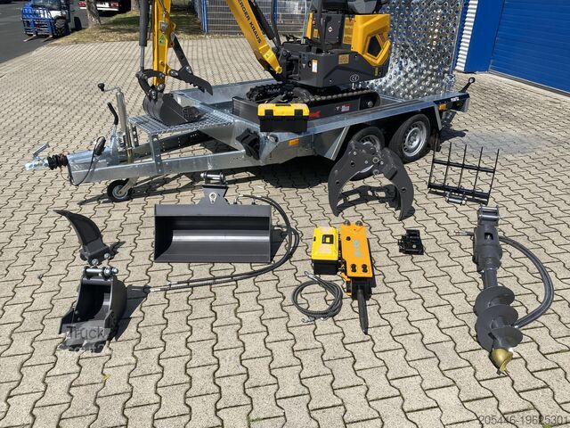 Alçak yükleyicili mini ekskavatör + aksesuar paketi Berger Kraus BK1000JS mit Schwenkarm *HERBSTAKTION*