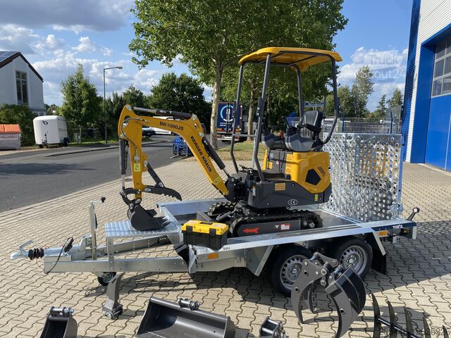 Alçak yükleyicili mini ekskavatör + aksesuar paketi Berger Kraus BK1000JS mit Schwenkarm *HERBSTAKTION*