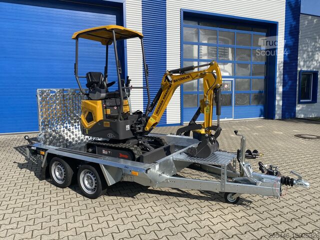 Miniescavatore con caricatore basso + pacchetto accessori Berger Kraus BK1000JS mit Schwenkarm *HERBSTAKTION*