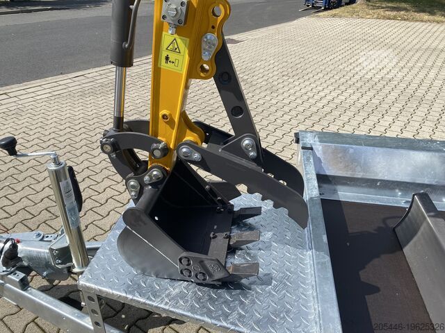 Miniescavatore con caricatore basso + pacchetto accessori Berger Kraus BK1000JS mit Schwenkarm *HERBSTAKTION*