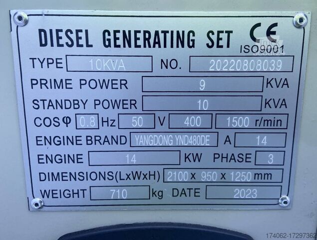 Aggregeret  Yangdong YD480DE - 10 kVA Stage V - DPX-19881