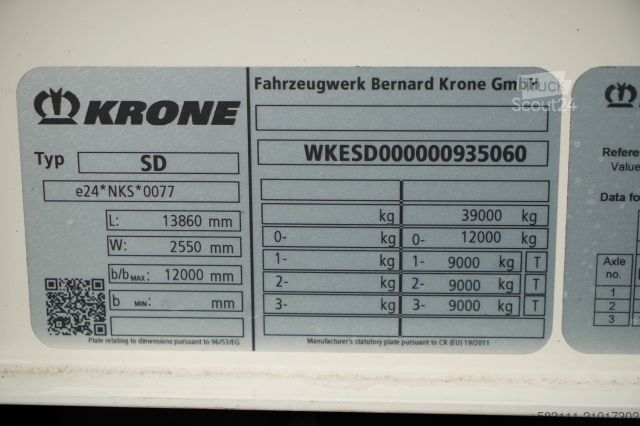 Auflieger mit Pritsche & Plane KRONE FIRANKA / STANDARD  / KOSZ NA PALETY / PLANDEKA