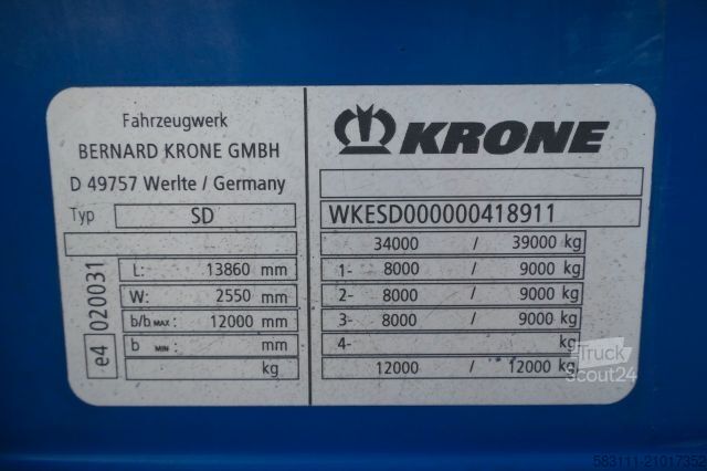 Auflieger mit Pritsche & Plane KRONE FIRANKA / STANDARD / SAF / SPROWADZONA