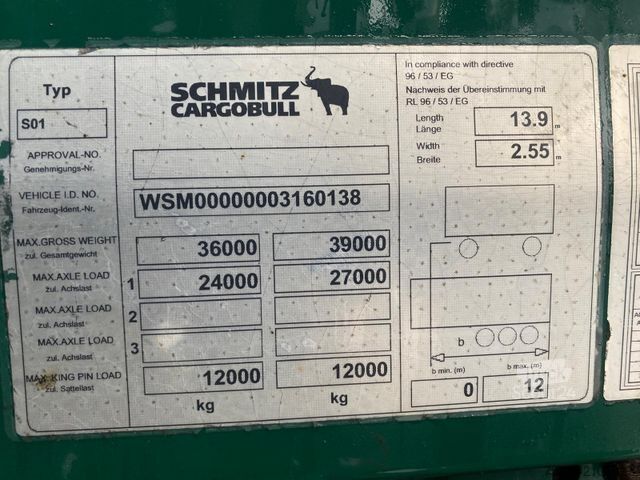 Oplegger SCHMITZ CARGOBULL 3 Achs MEGA Curtainsider Hubdach