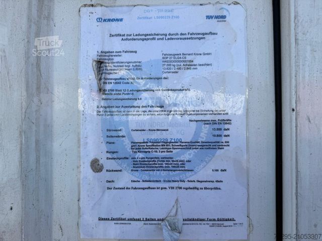 Semi-remorque bâchée KRONE 3 Achs Mega Liftachse PalKasten TÜV12/25 LasiXL