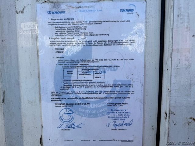 Semi-remorque bâchée KRONE 3 Achs Mega Liftachse PalKasten TÜV12/25 LasiXL