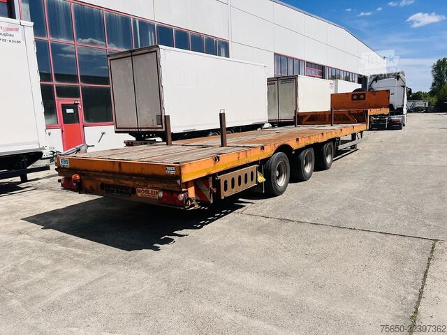 Žemagrindė puspriekabė Möslein STO 3 Schwebheim  3 Achs Satteltieflader Plato 45 t GGfür Fertigteile, Baumaschinen oder Container