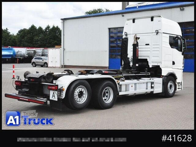 Camião porta-contentores de gancho MAN TGX 26,500 LL, HIAB Intarder Navi Sound, Funk