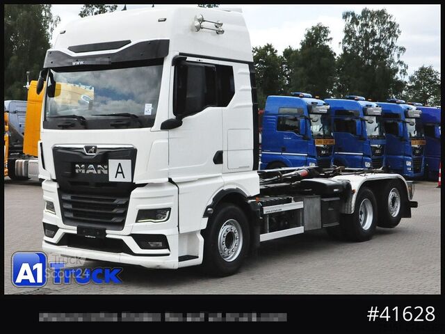 Camião porta-contentores de gancho MAN TGX 26,500 LL, HIAB Intarder Navi Sound, Funk