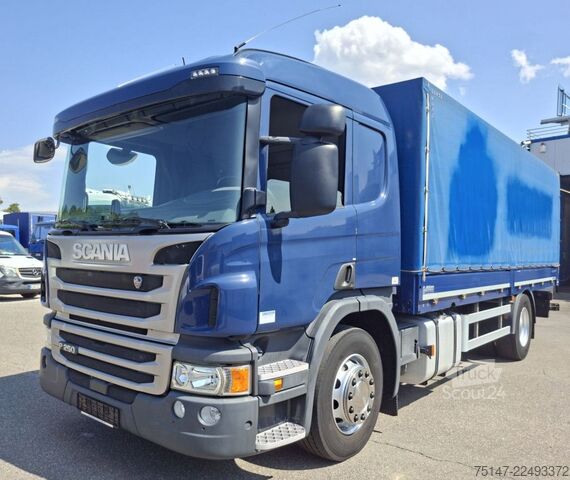 Φορτηγό πλατφόρμα με μουσαμά SCANIA P 250 DB4x2MNB L-Haus 1 Liege Navi Ladebordwand
