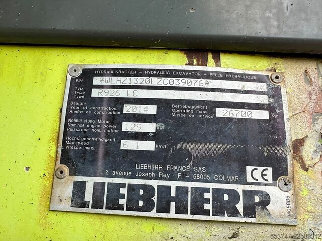 Pelle sur chenilles Liebherr R 926