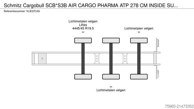 Semi-reboque frigorífico SCHMITZ CARGOBULL SCB*S3B AIR CARGO PHARMA ATP 278 CM INSIDE SUPER