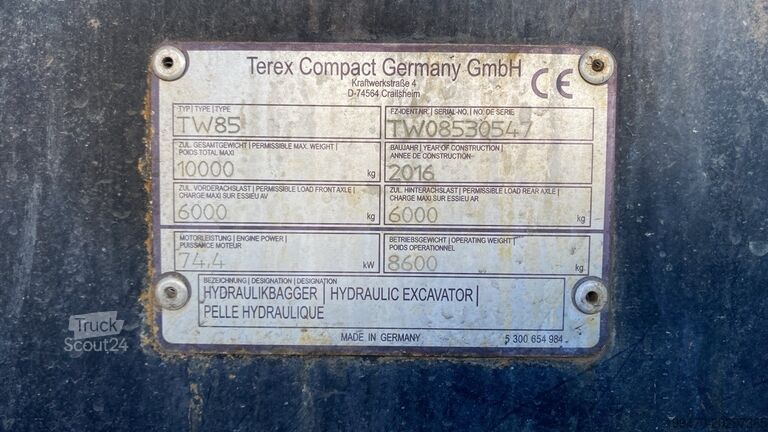 Mobiele graafmachine Terex Tw 85