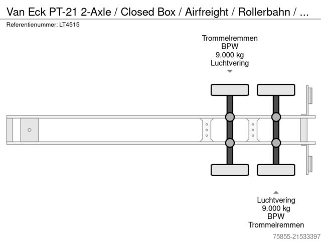 Box body Van Eck PT-21  2-Axle / Closed Box / Airfreight / Rolle...