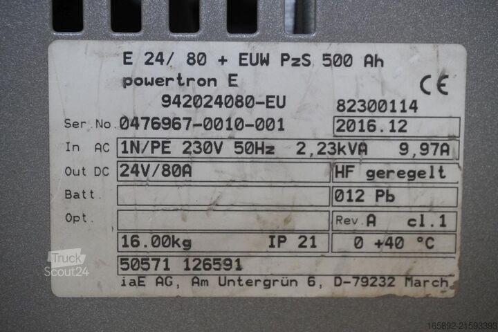 Forklift battery INDUSTRIE AUTOMATION powertron E 24 V/80A