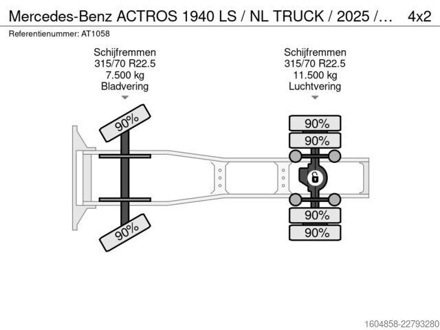 Tracteur standard Mercedes-Benz ACTROS 1940 LS / NL TRUCK / 2025 / SLECHT 3600 ...