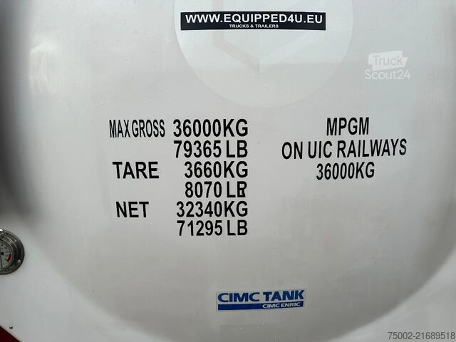 Tank konteyneri CIMC tankcontainers 20FT ISO /  25.010L / 22K2 / L4BH / T12 / steam...