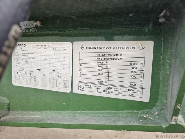 Réservoir FELDBINDER KIP 63.3 |ALUMINIUM TIPPER | 6500 KG| 63 M3 | S...