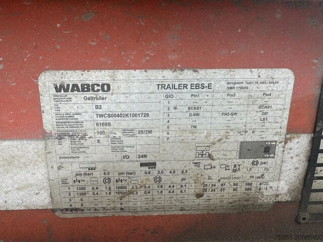 Kamion za otkači Galtrailer B2PS 26-6/5 SAF Axles / Discbrakes / Sliding roof