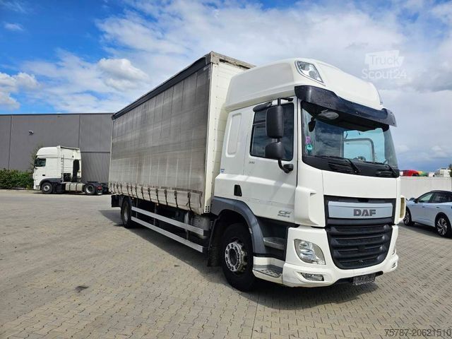 Camion plateau avec bâche DAF DAF CF 310 Space Cab, Gardine, Ladebordwand 1,5