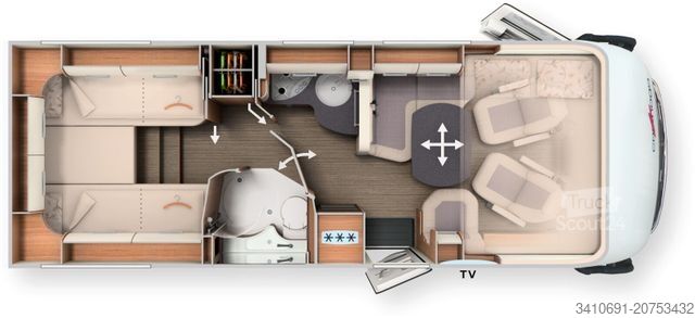 Ολοκληρωμένο αυτοκινούμενο τροχόσπιτο CARTHAGO c-tourer I 148 LE 180PS Auto Solar AHK 5.Sitzer