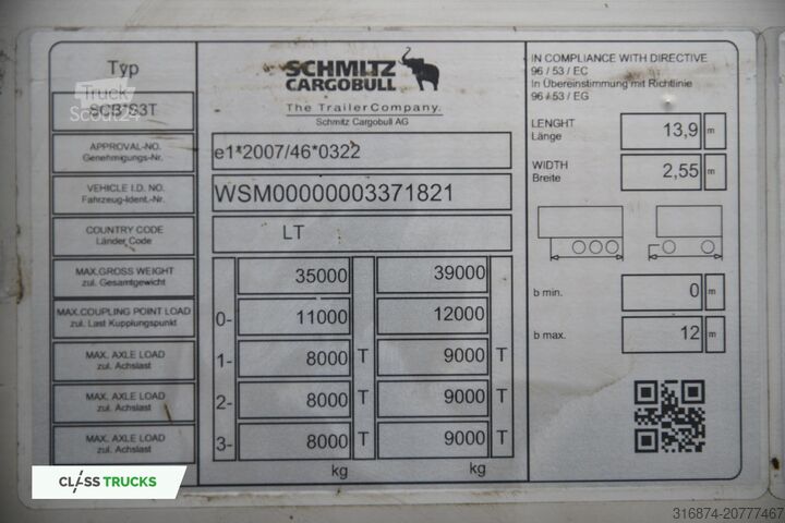 Semirremolque abierto con toldo SCHMITZ CARGOBULL SCS24/L Varios